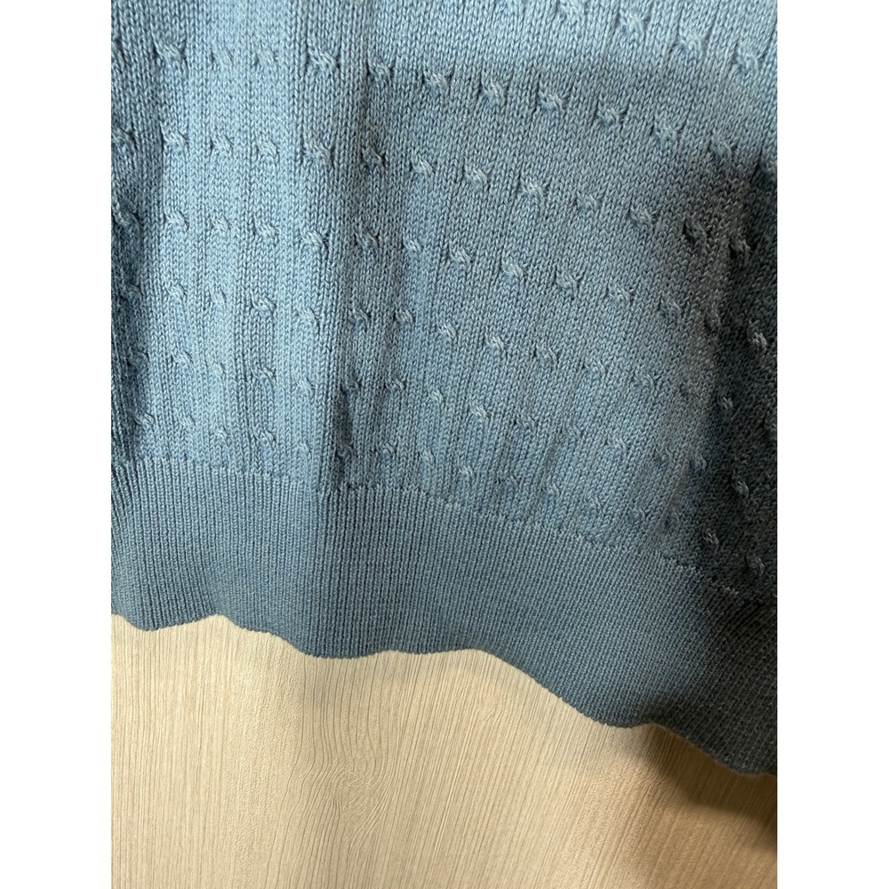 Lyle & Scott Scotland Mens Blue 100%Combed Cotton Cable Knit V-Neck Sweater Vest - Picture 4 of 10
